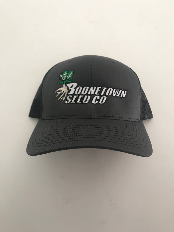 Richardson 112 Mesh Back Dark Grey and Black Boonetown Seed Logo Hat